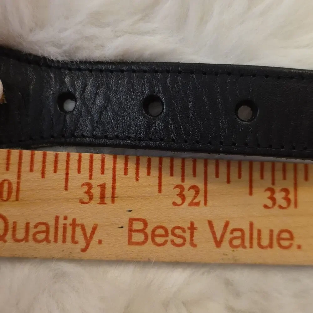 Vintage Black Braided Leather Western Cowgirl Conch Belt Womens ML